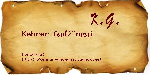 Kehrer Gyöngyi névjegykártya